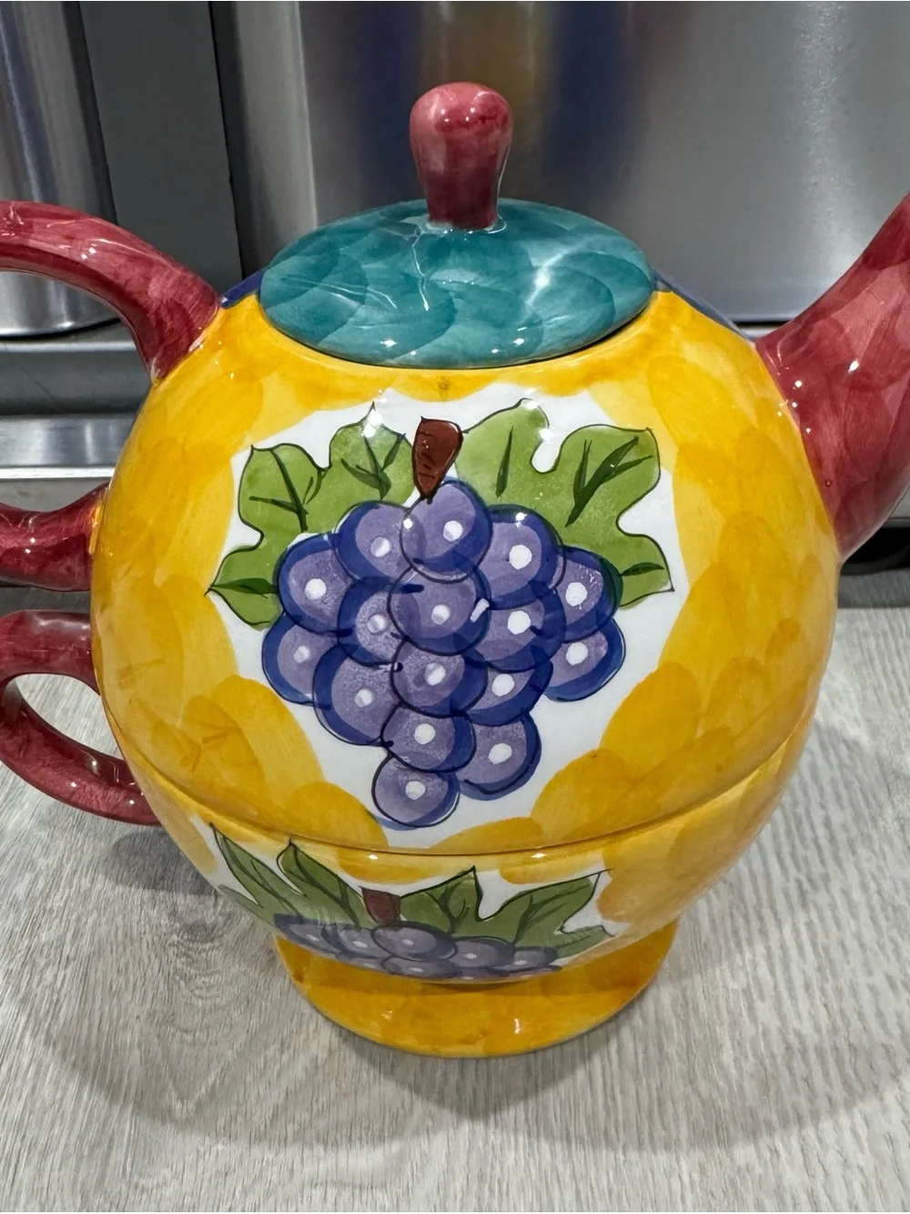 Fruit Designed l Tea for One l Hand Painted l Teapot and Mug Set